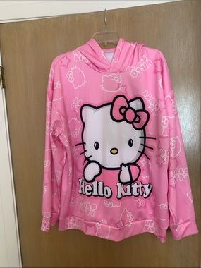 🩷🩷PLUS SIZE XXL Hello Kitty Pink Hooded Pullover with Large Front Graphic
